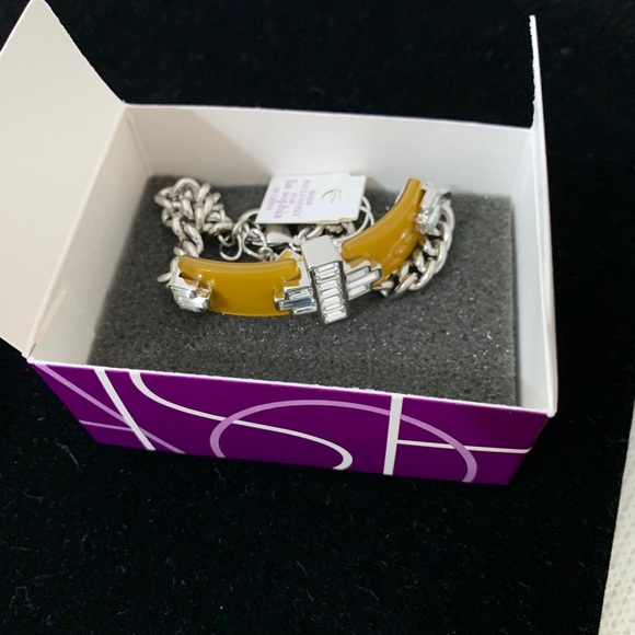 3/$20 Lia Sophia Silver/Mustard/Crystal Bracelet - Picture 6 of 9